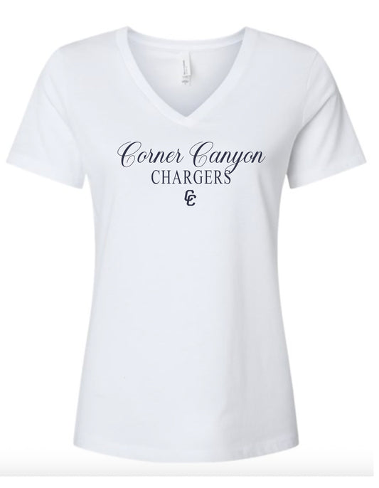 Women's Fit White V-Neck T-Shirt