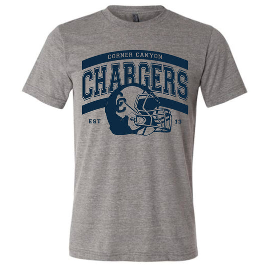 Unisex Gray Football Helmet Print T-Shirt