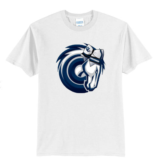 Kids White Tee With Bow Horse Logo